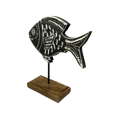 Sparrow Fish on Stand - Black Henna