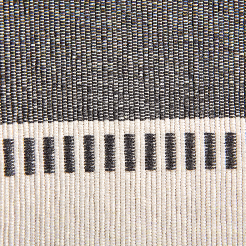 Mineral Gray Striped Cotton Table Runner with Tassels