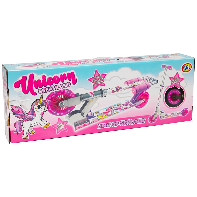 Scooter Unicorn pliant avec roues clignotantes