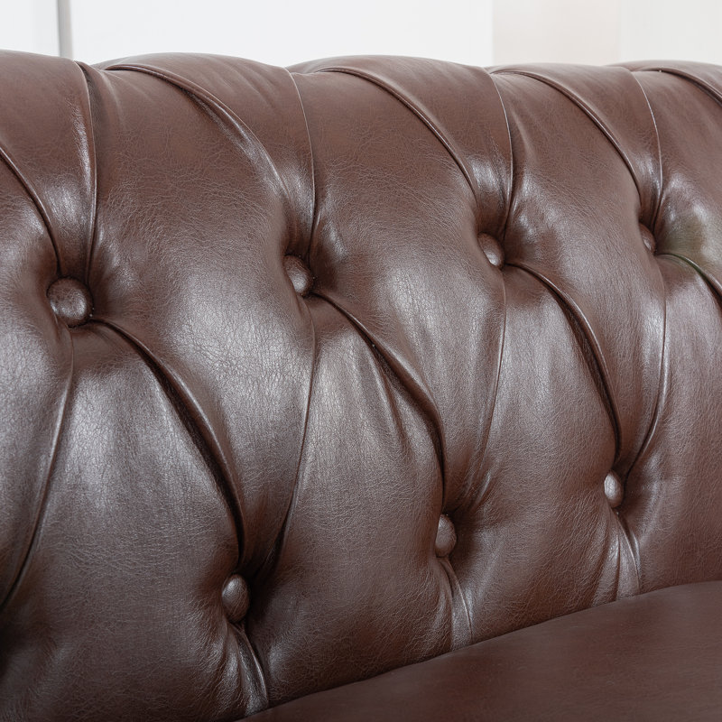 Canapé Chesterfield 84,65 po., Brun foncé polyuréthane