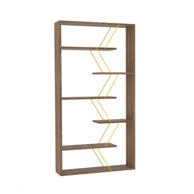 Furnish Home Store Wood Frame Etagere Open Back 6 Shelves Bookcase Industrial Bookshelf For Office And Living Rooms Modern Bookcases Large Bookshelf Organizer