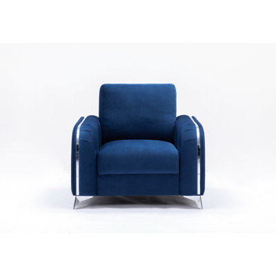 Comfortable Blue Velvet With 32.75 In. Height And Foam Modern Armchair 71.77 Lb Weight