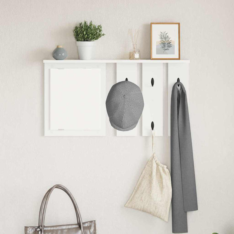 Wall-Mounted Coat Rack 85 X 10 X 45 Cm Engineered Wood, White