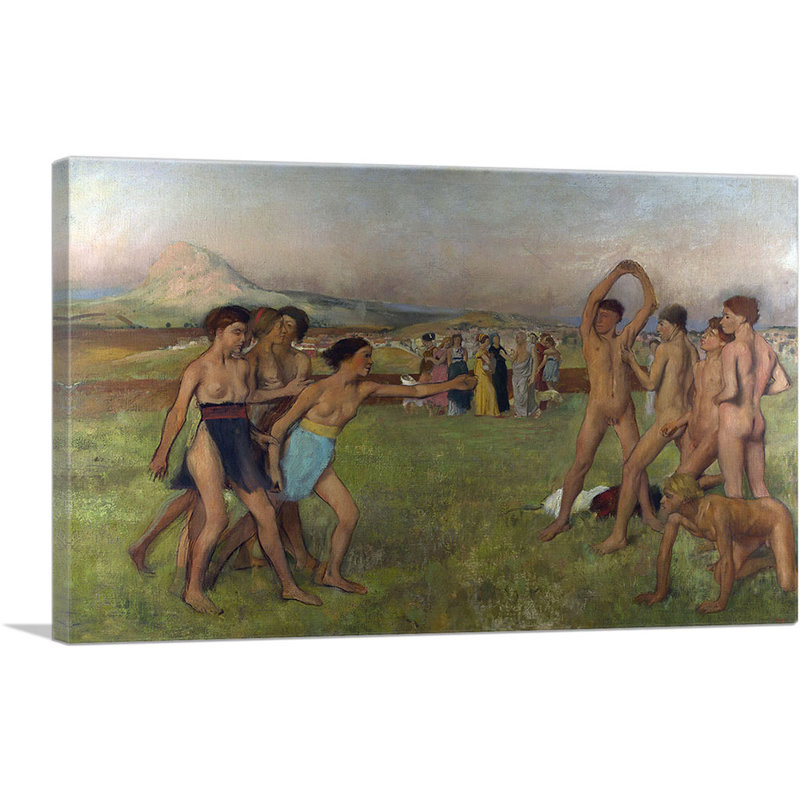 «Young Spartans 1860» par Edgar Degas - peinture sur toile tendue, H 26 po x l 40 po x P 0,75 po