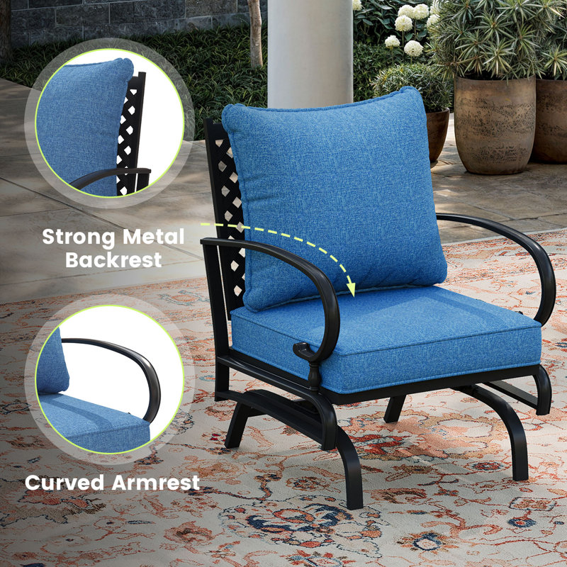 Chaise berçante d'extérieur en métal Bular, Marine