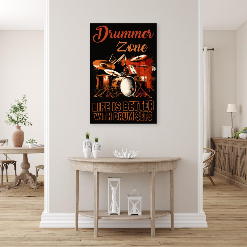 Drummer Zone - 1 Piece Rectangle Graphic Art Print " Drummer Zone ", 36" H x 24" W x 1.25" D