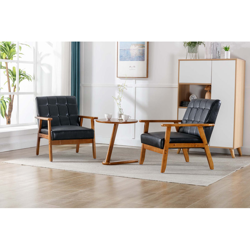 Fauteuil Krysteen de 25,39 po de largeur, Similicuir noir