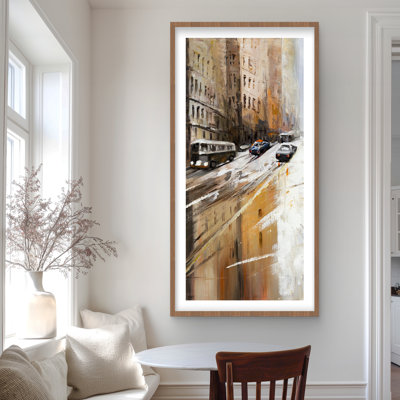 «Abstract City Street - Yellow Street Scenery», reproduction encadrée