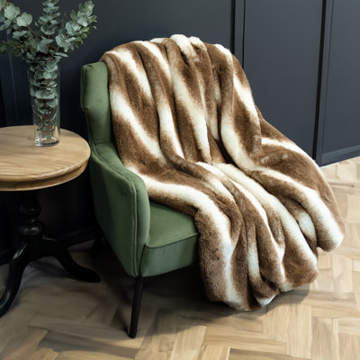 Thomas Collection® Chestnut Stripe Plush Faux Fur Dual Sided Throw Blanket Assorted Sizes