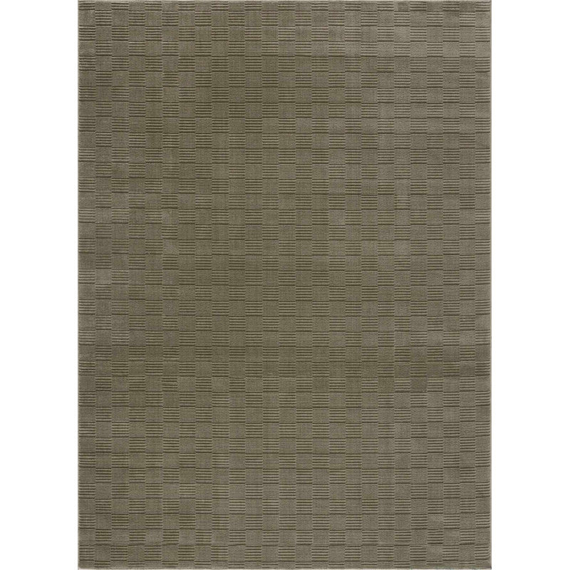 Chuby Checkered Machine Washable Dark Green / Gray Green Area Rug, Rectangle 7'10" x 10', Green
