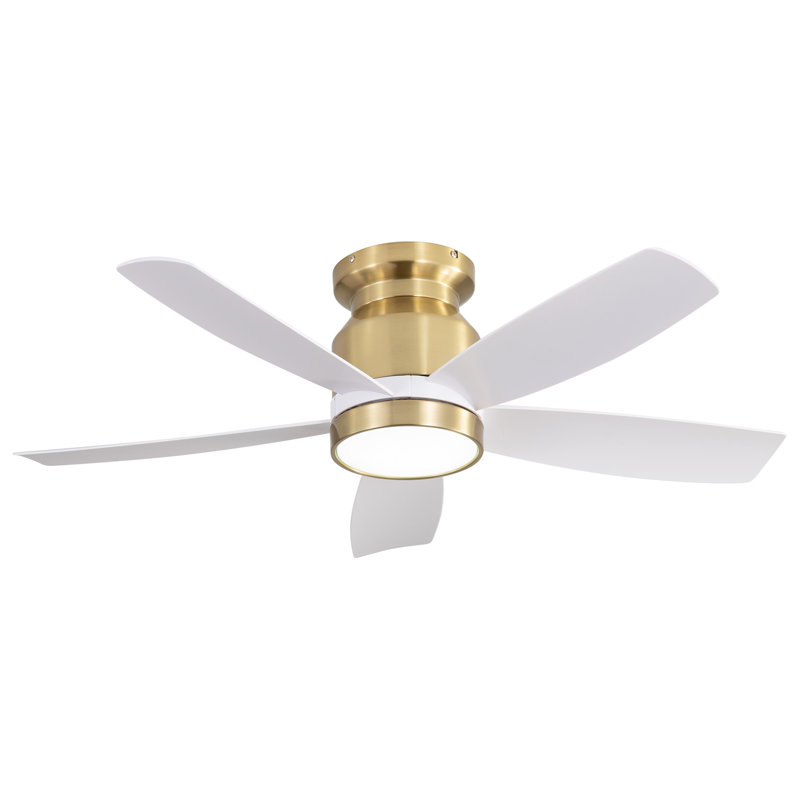 42 Inch Flush Mount Ceiling Fans with LED Light 22W and Remote Control 5 ABS Fan Blades for Bedroom Dining Room