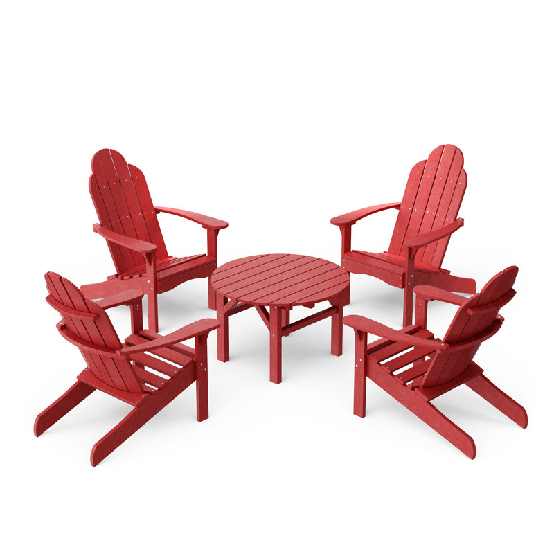 Ensemble de conversation classique 5 pièces Adirondack, Rouge cardinal