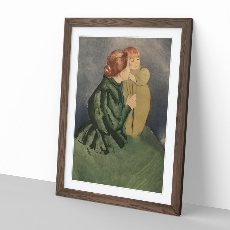 Mother and Child Vol.5 by Mary Cassatt - Picture Frame Painting, 36cm H x 27cm W x 2cm D, Walnut Framed