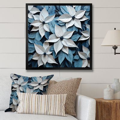 «White and Blue Poinsettias Blooming Brush II», reproduction sur toile