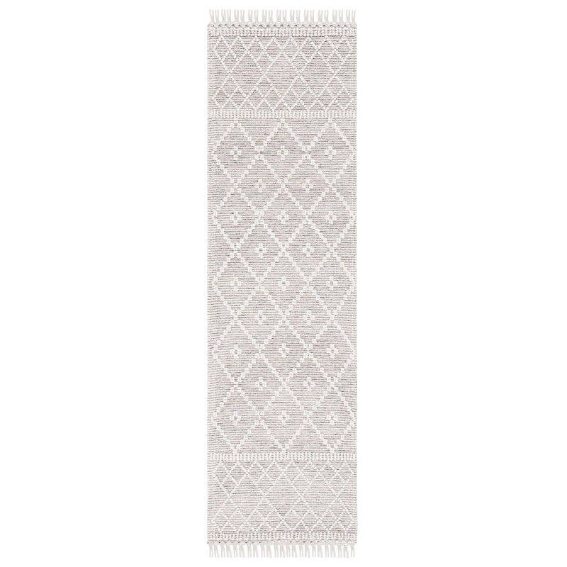 Heitzman Southwestern Hand-Loomed Ivory/Gray Area Rug, Runner 2'3" x 8'
