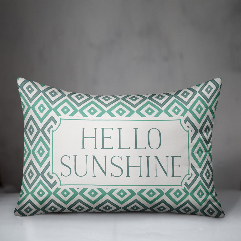 Housse de coussin rectangulaire d'extérieur Hello Sunshine, Bleu sarcelle