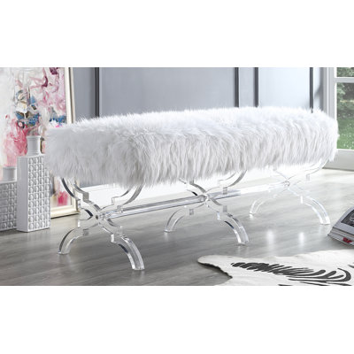 Giselle Faux Fur Acrylic X-Leg Bench