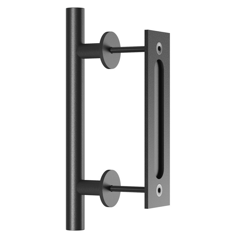 Matte Black Steel Indoor Barn Door Handle Set