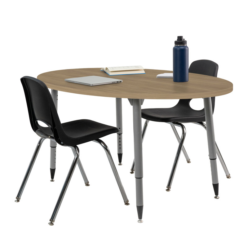 Table d'activité Adapte 30 x 60 ovale en grain de bois avec pieds ajustables, Chêne Pasadena, Argent argent