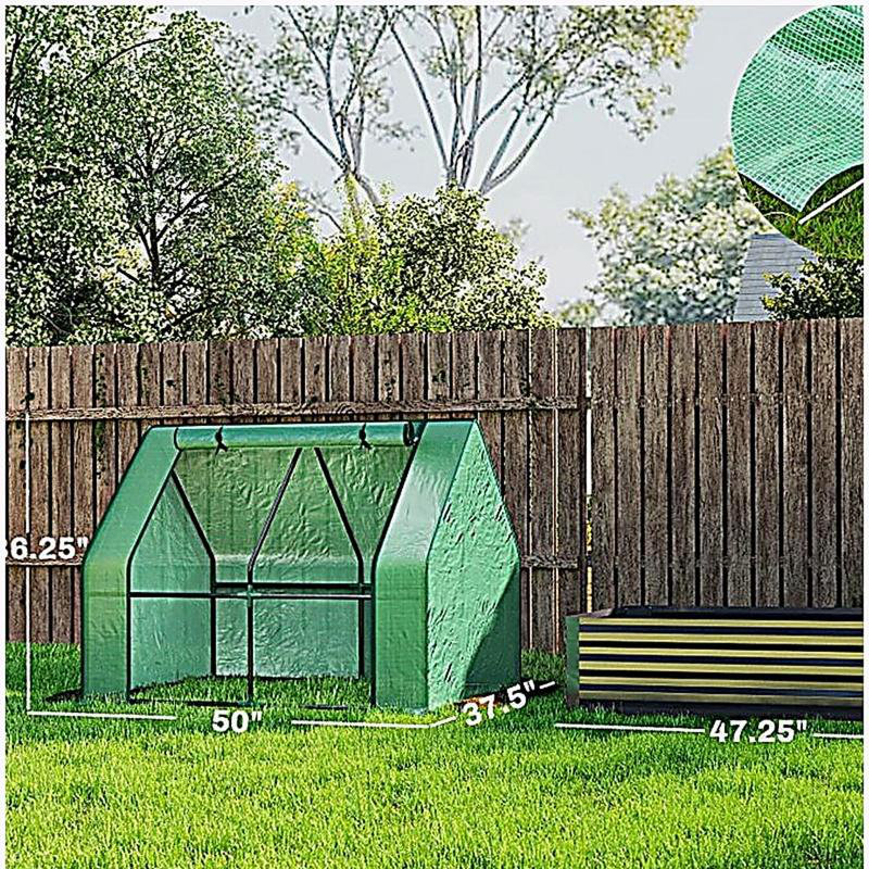 Raised Garden Bed,Mini Greenhouse,2-in-1 Raised Planter Greenhouse, Green