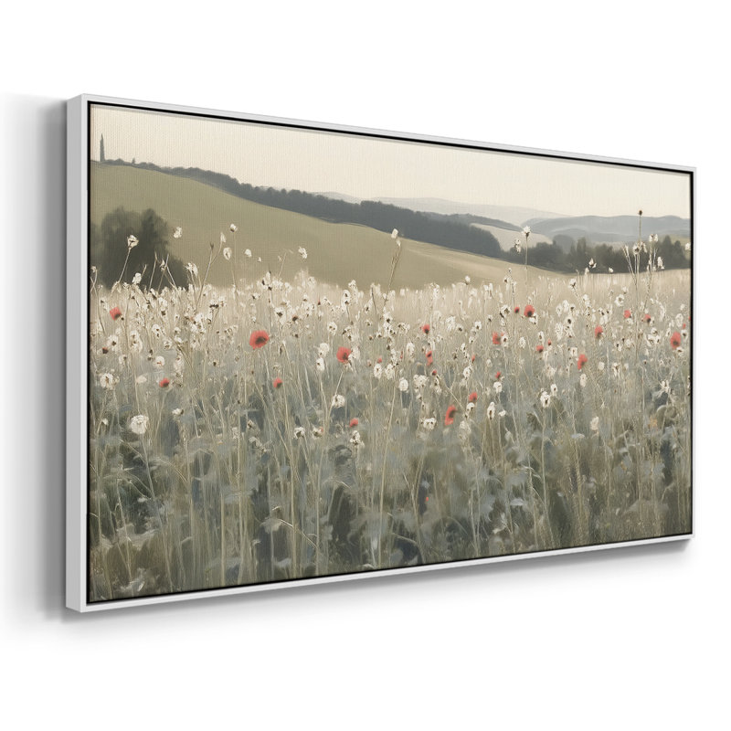 Botanical Series-CCXVII- Toile tendue avec châssis tendue, prête à être accrochée, H 21 po x l 41 po, Blanc