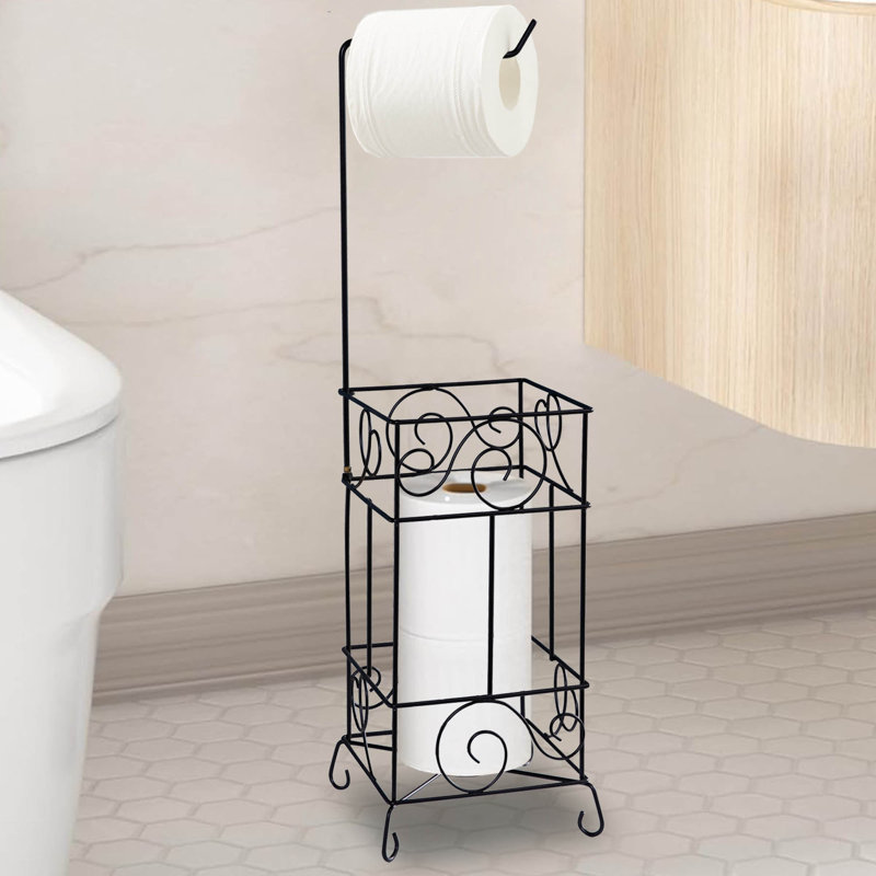 Porte-papier hygiénique sur pied, Noir