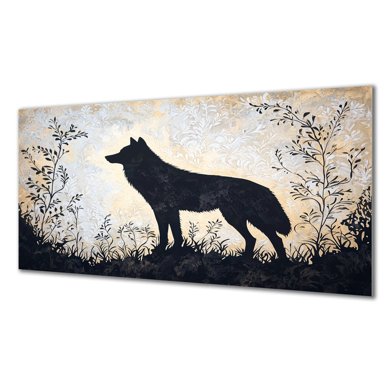 «Forest Wolf» Guardian of the Woods III - animaux, décoration murale en métal, loup, H 28 po x l 60 po