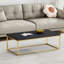 Table basse moderne moderne avec cadre en métal doré et noir