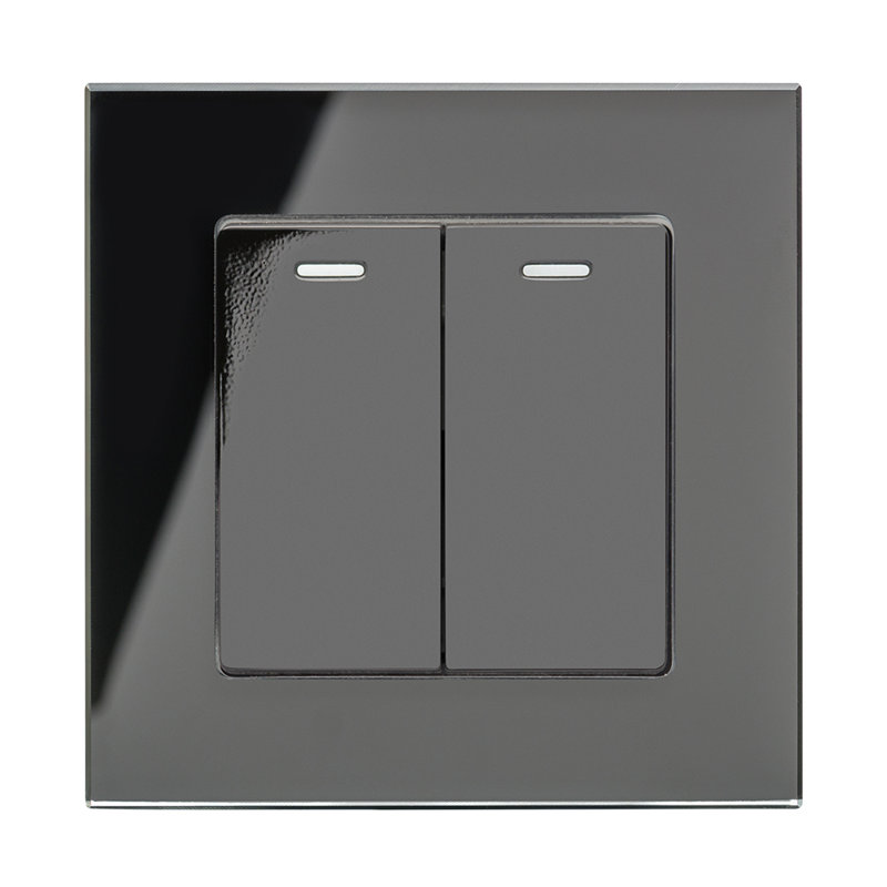 Crystal PG 2 Gang Rocker Light Switch White, Black