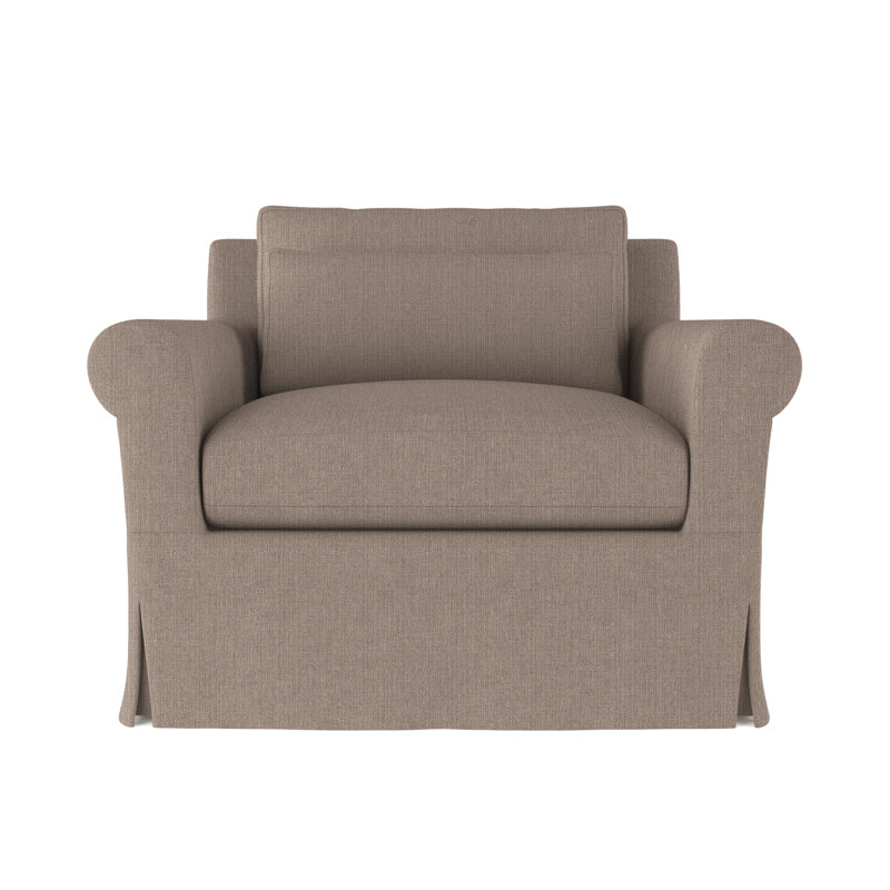 Chaise avec accoudoirs à accoudoirs roulés Ludlow, H 34 po x l 40 po x P 42 po, Ponce de lin Box Weave, Ébène