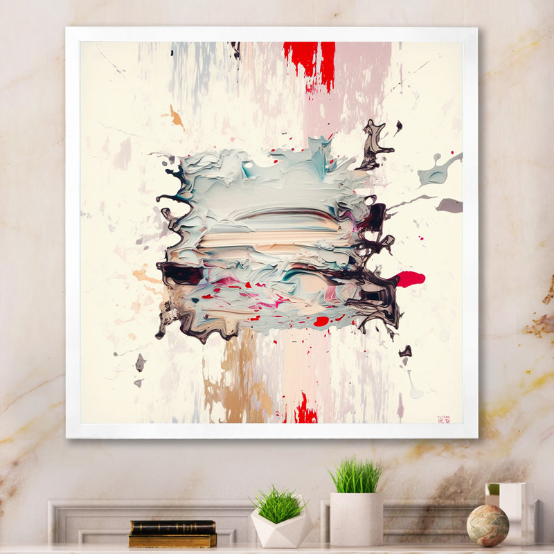 «Dancing Alone Minimal Abstract Paint I», peinture abstraite murale, salon, H 36 po x l 36 po x P 1,5 po, Cadre simple blanc