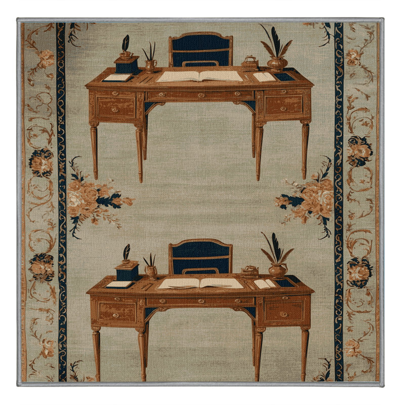 Tapis brun français lavable à la machine, Carré 7 pi