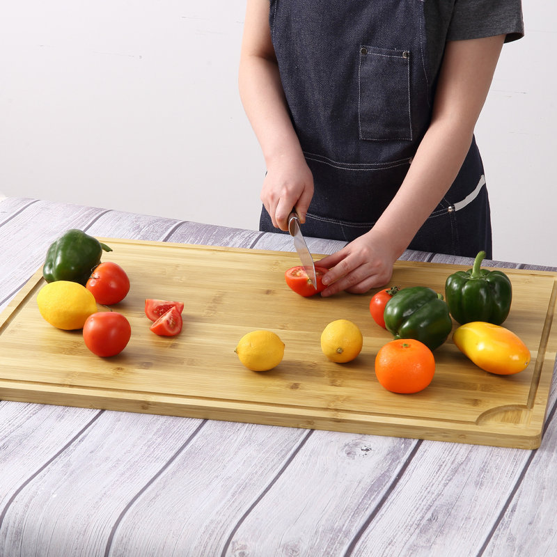 20×30 Inch Extra Large Bamboo Cutting Board - Reversible Butcher Block with Deep Juice Grooves. Pre-Oiled, Easy to Carry via Handles