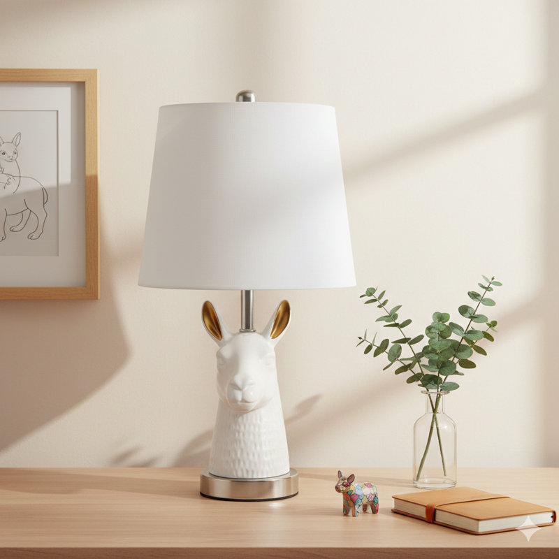 Lampe de table 20,5 po en résine blanche