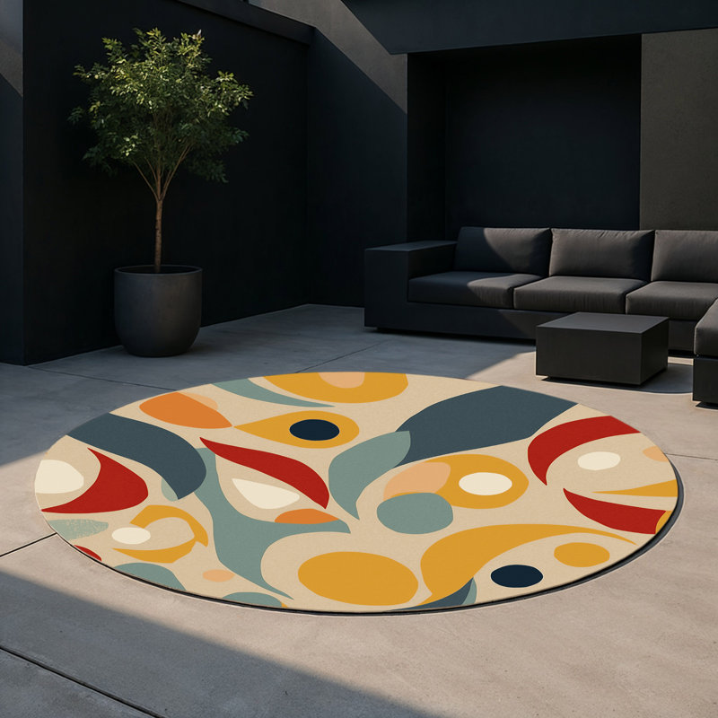 Snappy Vibe Indoor And Outdoor Area Rug, Round 5'