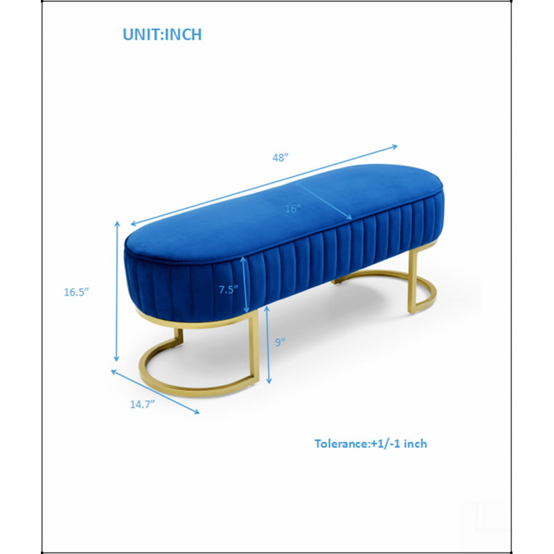 Banc Banc de chambre en velours, Bleu