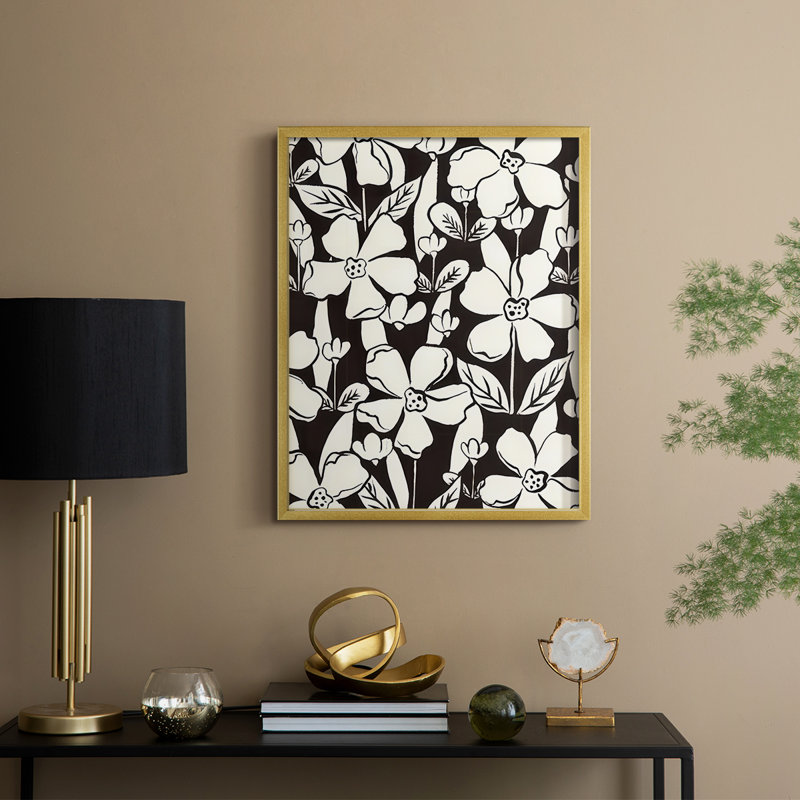 " Flowers In The Garden I ", 15" H x 12" W, Gold