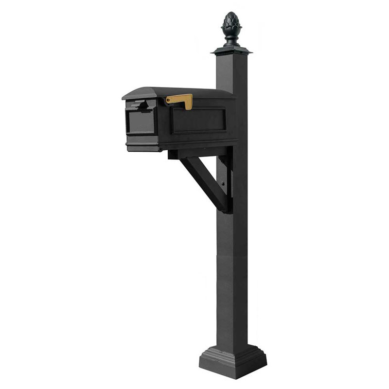 Lewiston Aluminum Post Mounted Mailbox, Black
