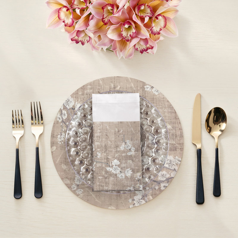 Blossom Fantasia Cotton Sateen Dinner Napkins, French Gray