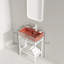 Meuble-lavabo 24 po avec lavabo en céramique, ensemble de lavabo console sur pied, lavabo rectangulaire en céramique rouge lustré sans robinet, pieds en métal ouverts, tablettes de rangement-107117803
