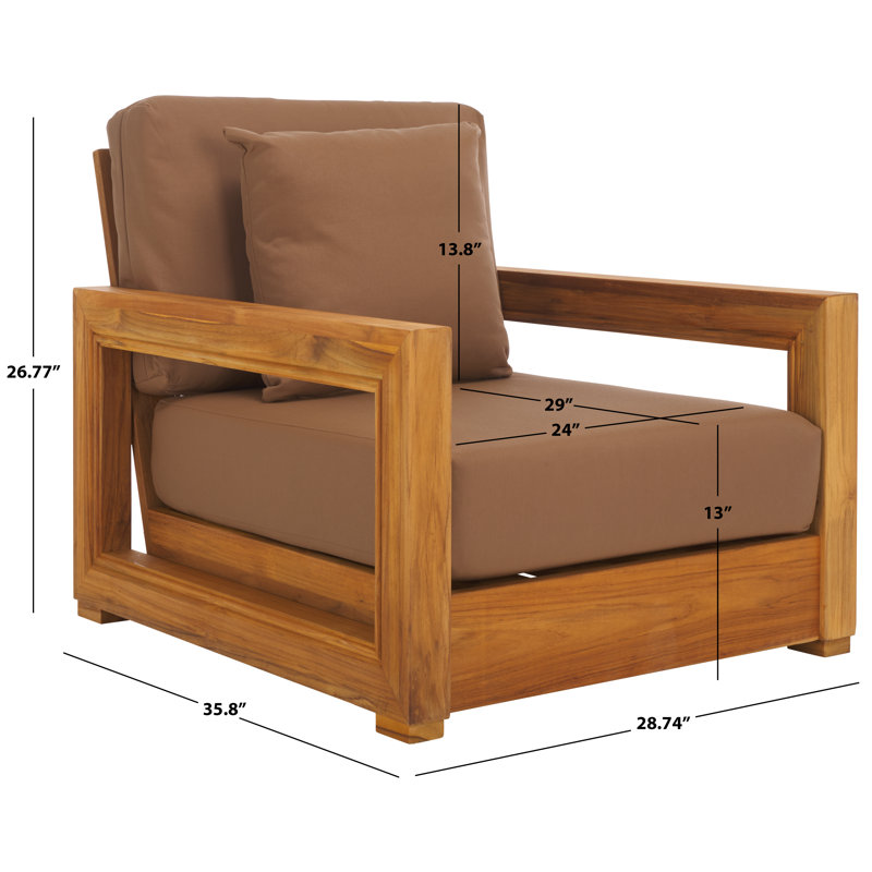 Montford Teak Patio Chair with Cushions, Brown