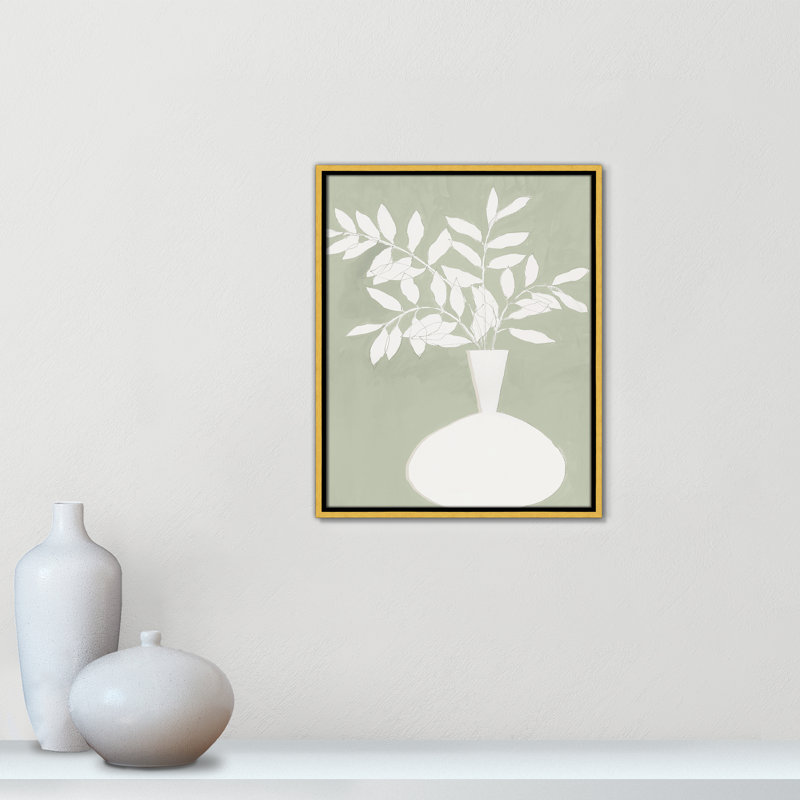 «Sage Vase II» par Aria K, Framed Canvas, Flotteur doré, 17.5'' W x 21.5'' H