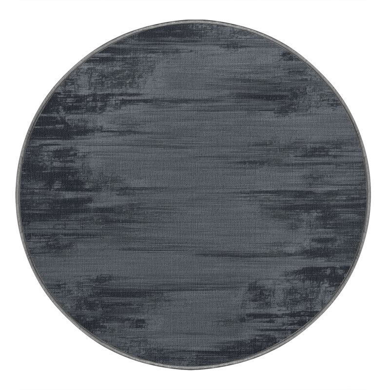 Tapis abstrait gris lavable à la machine, Rond 6 pi