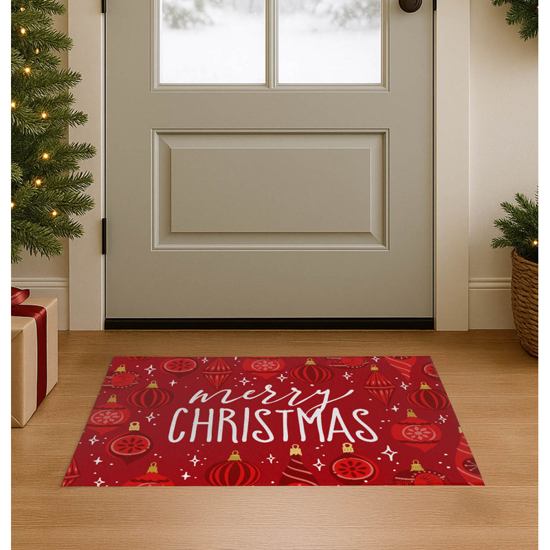 Paillasson Ornaments, Abstrait rouge, L 36 po x L 60 po