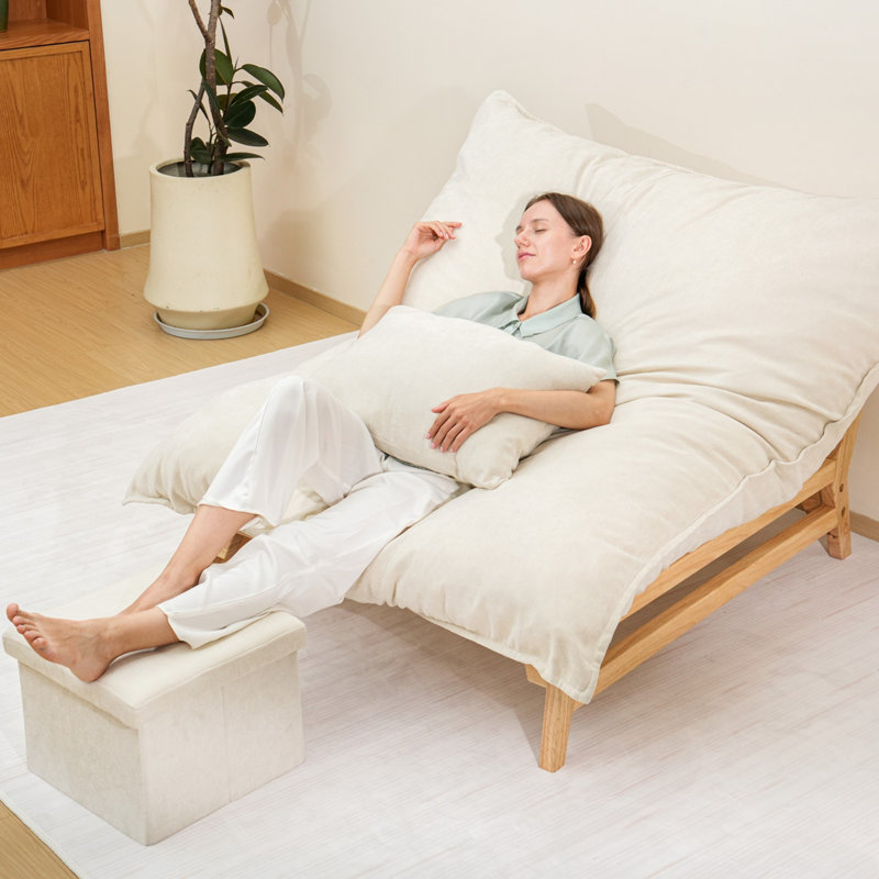 Chaise longue surdimensionnée rembourrée, Crème