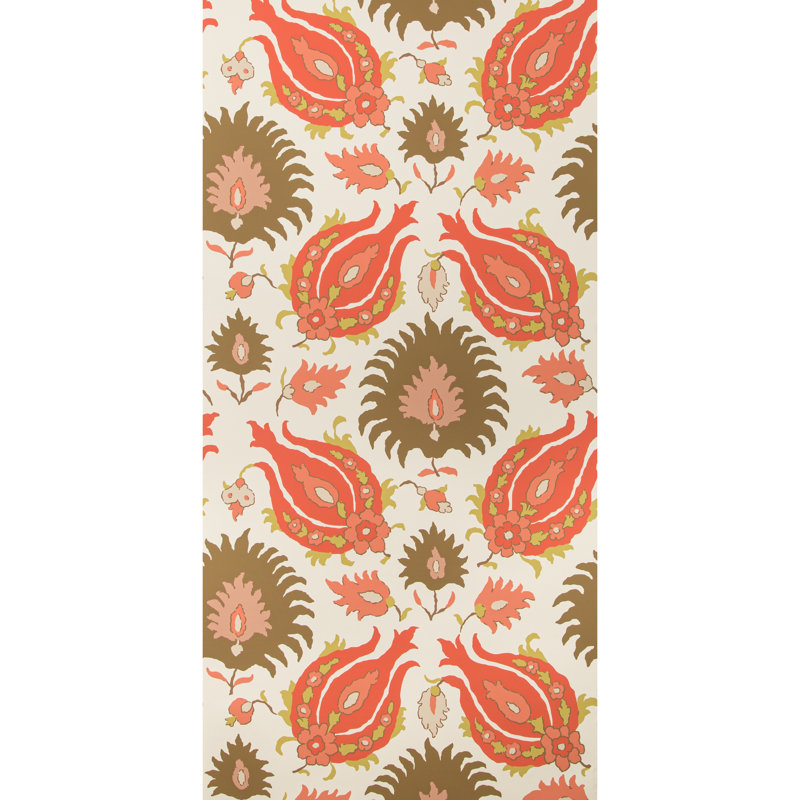 Grand Bazaar Kashmiri 30' L x 27" W Wallpaper Roll, Blush/Toast