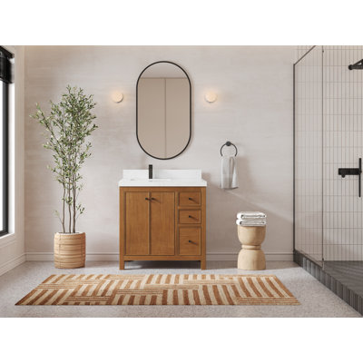 Meuble-lavabo simple 36 po avec plateau Chicago Teak