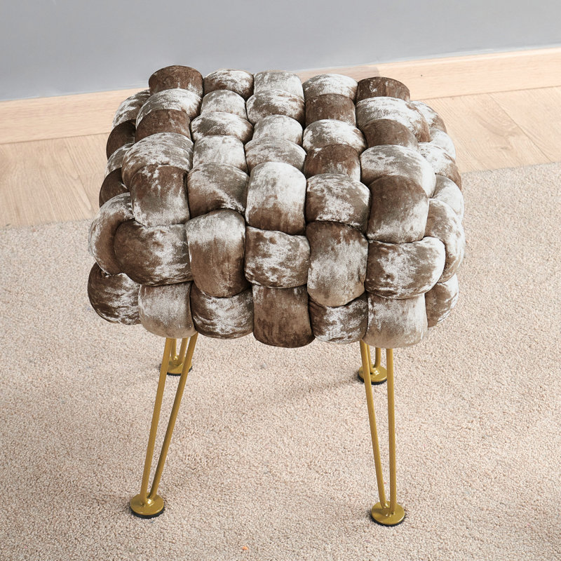 16" Wide Velvet Square Ottoman, Simply Taupe Velvet