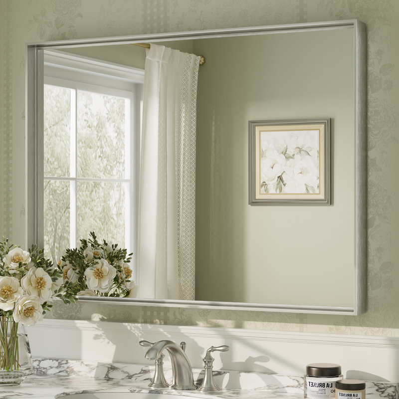 Miroir mural Aevar, 40 po x 30 po, Argent brossé