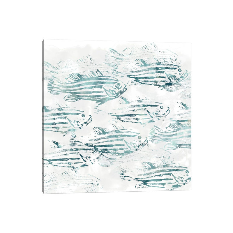 Sealife Batik IV by June Erica Vess - Wrapped Canvas Painting, 30.48 cm H x 30.48 cm W